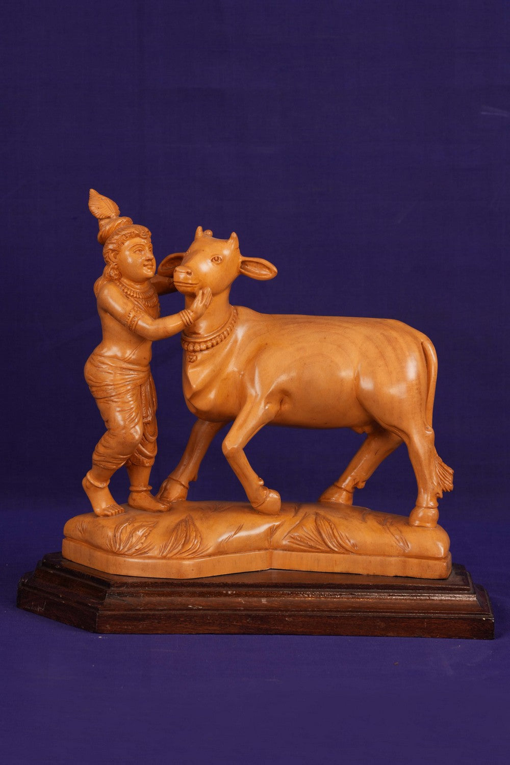 Image of Wooden Lord Krishna Sculpture